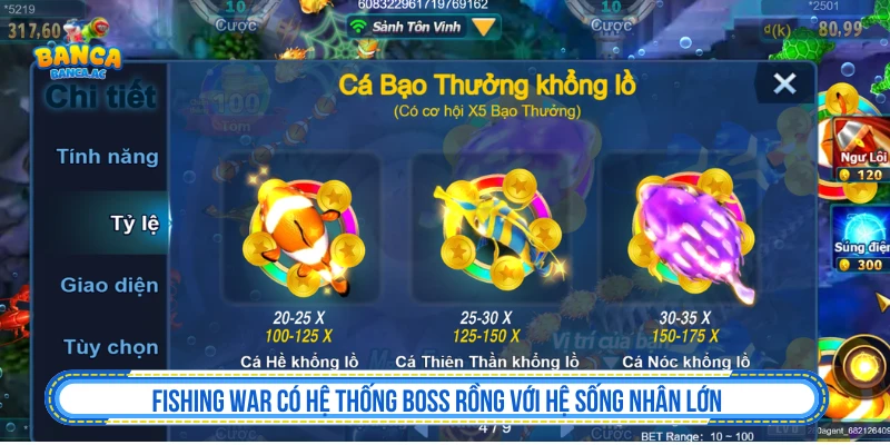 Fishing War có hệ thống boss rồng với hệ sống nhân lớn